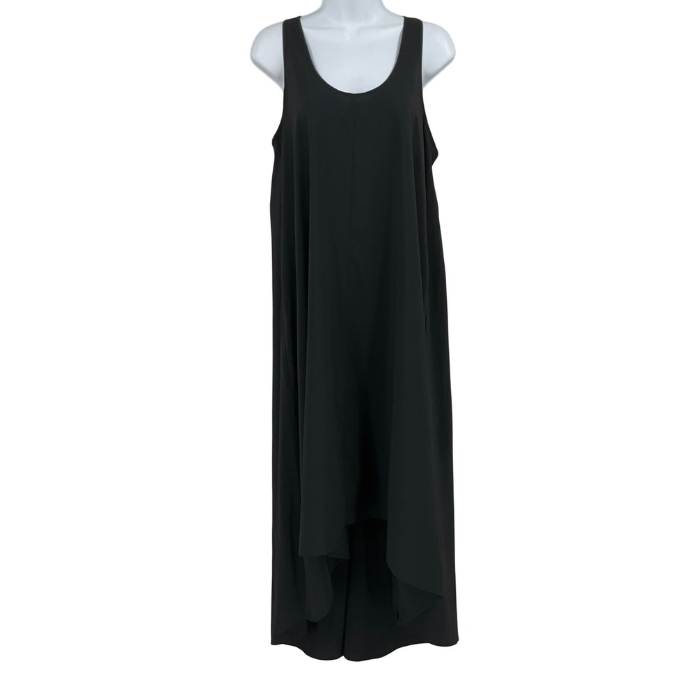 Athleta Maxi Dress Women Small Black Classic Minimalist Racerback High-Low Hem